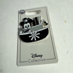 NWT. Disney Steamboat Willie black and white pin on original card back.